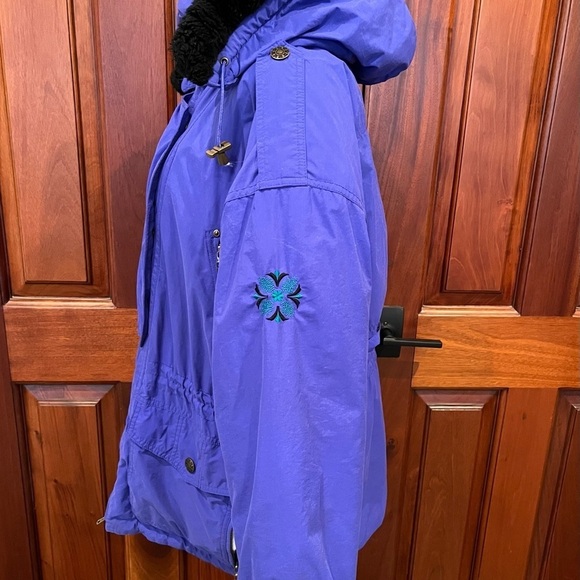 Vintage Edelweiss Skiwear Blue/Purple Embroidery Ski Coat Parka Size Medium - Picture 4 of 11